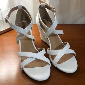 IDIFU Strappy Wedge Sandals White